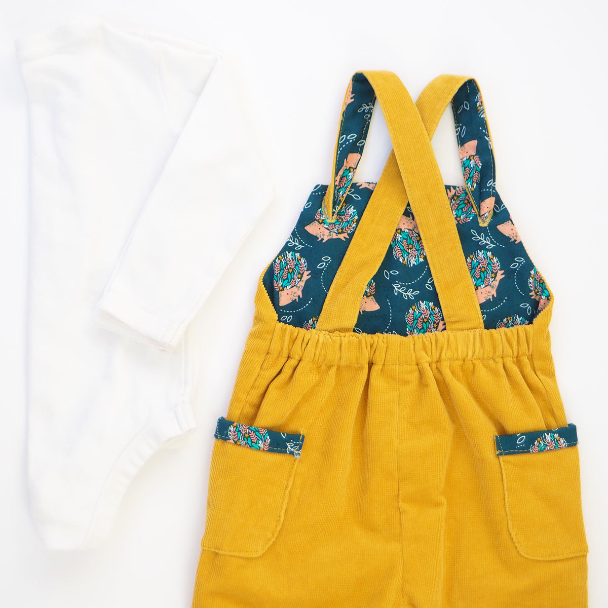 Mustard Yellow Corduroy Baby Dungarees The Wild and The Tame