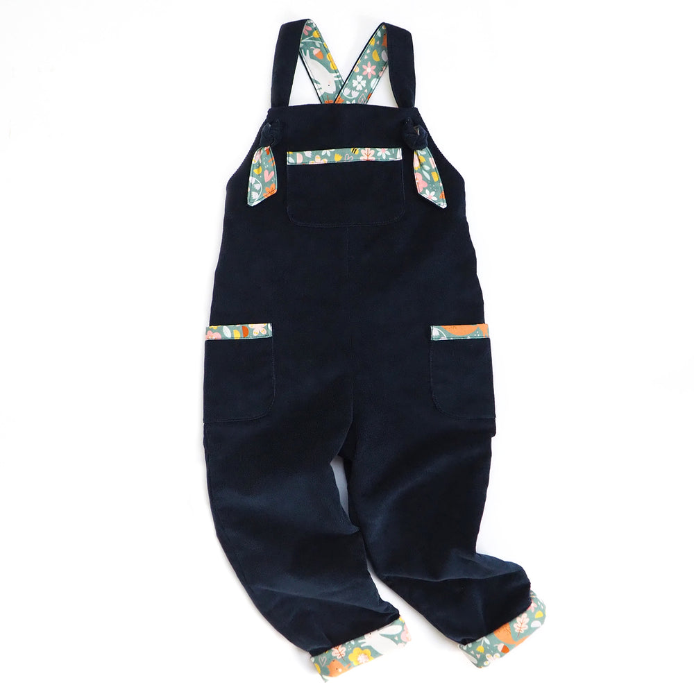 Navy Blue Corduroy Dungarees (Pre-order)