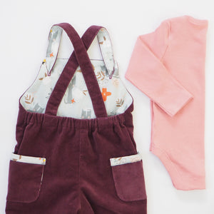 
            
                Load image into Gallery viewer, Berry Corduroy Baby Dungarees - The Wild and The Tame
            
        
