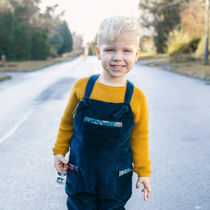 
            
                Load image into Gallery viewer, Navy Blue Corduroy Dungarees (Pre-order)
            
        